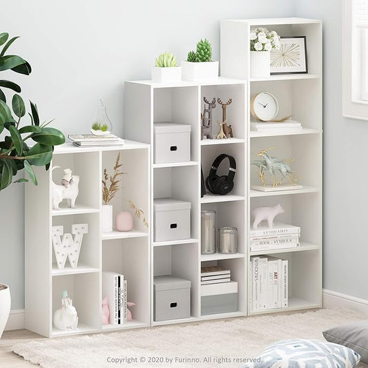 Furinno Luder Bookcase / Book / Storage , 5-Cube, White