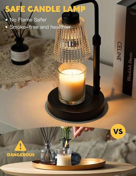 Candle Warmer Lamp with Timer Dimmable, Adjustable Height, House Warming Gifts New Home Room Decor, Birthday Gifts for Women Mom, Wax Warmer Lamp for Jar Candles with 2 Bulbs